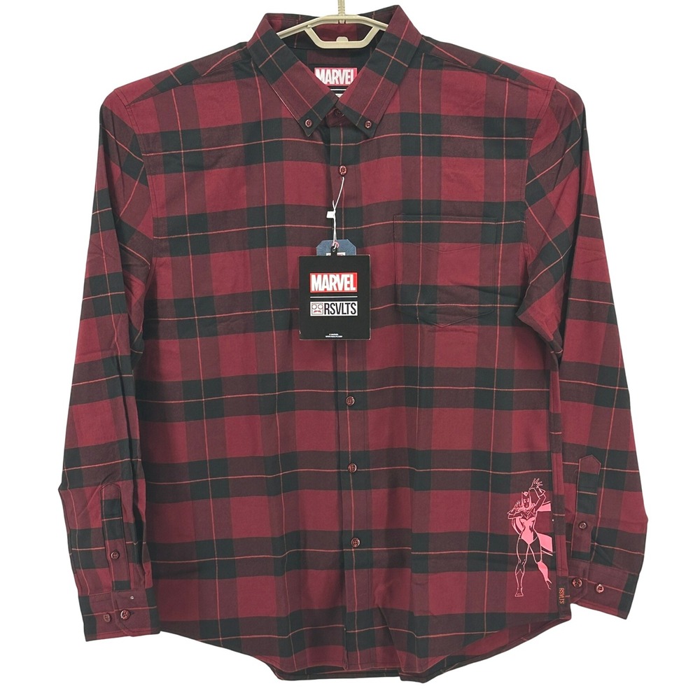 RSVLTS Marvel Scarlet Witch Flannel Plaid Button Up Shirt Mens Size XL - Picture 2 of 9